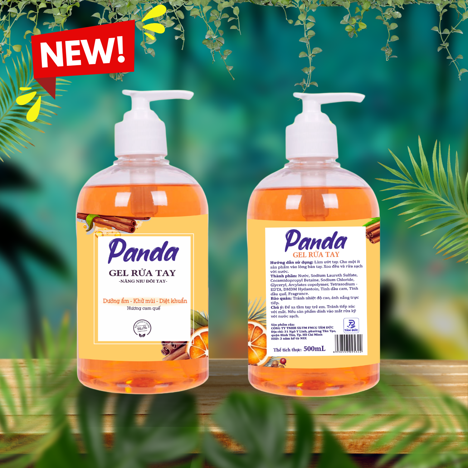 Gel rửa tay Panda HomeCare 500ml – Hương Cam Quế