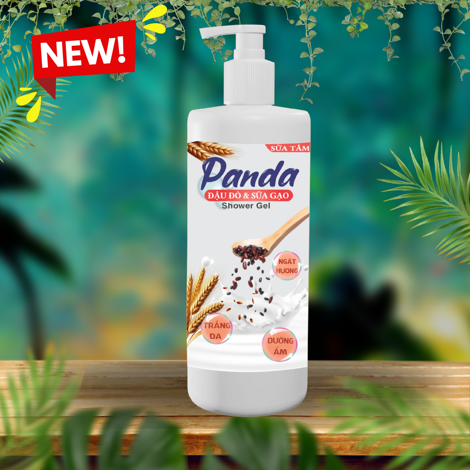 Sữa tắm Detox Panda HomeCare 850ml – Đậu đỏ & Sữa gạo