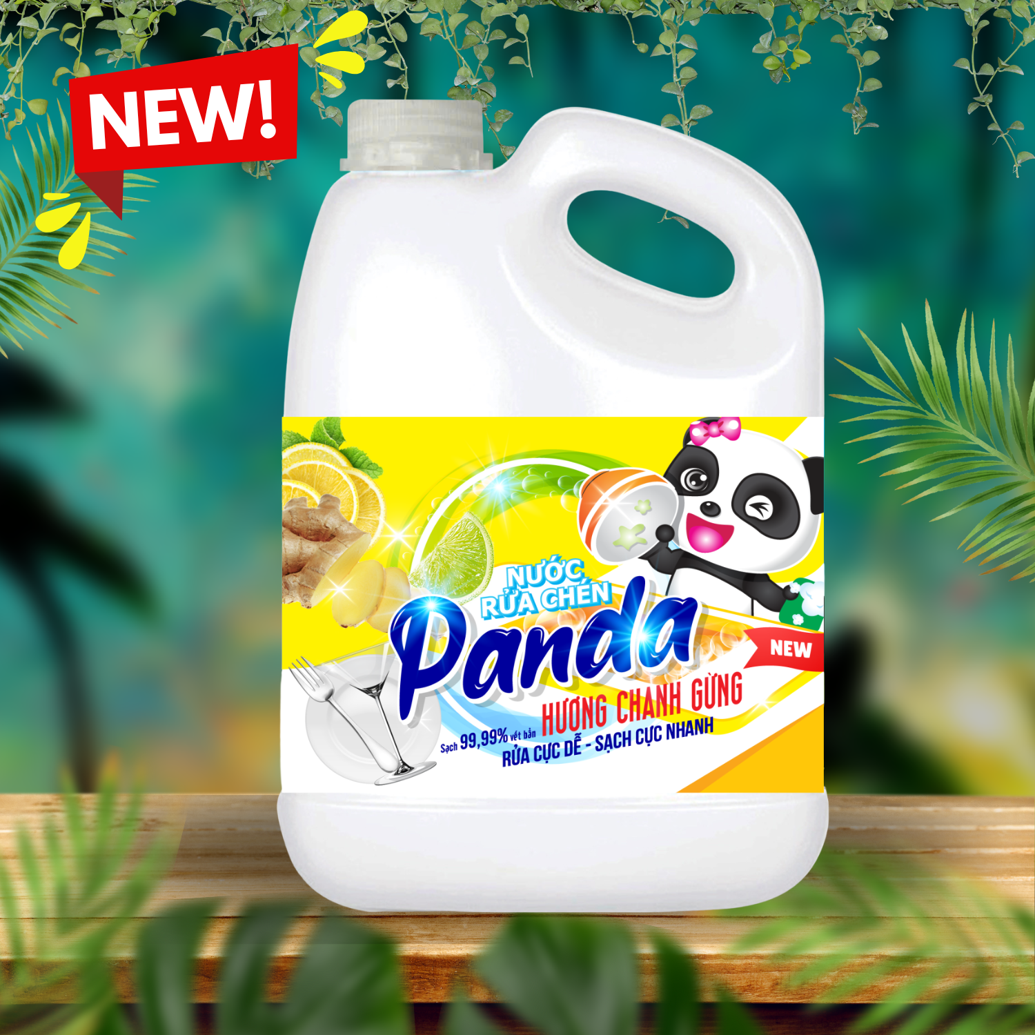 Nước rửa chén Panda HomeCare 1.5L – Hương Gừng Quế