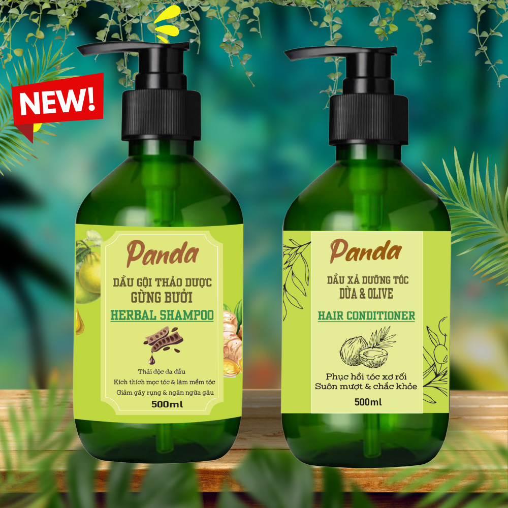 Combo Dầu Gội & Dầu Xả Thảo Dược Panda HomeCare 500ml